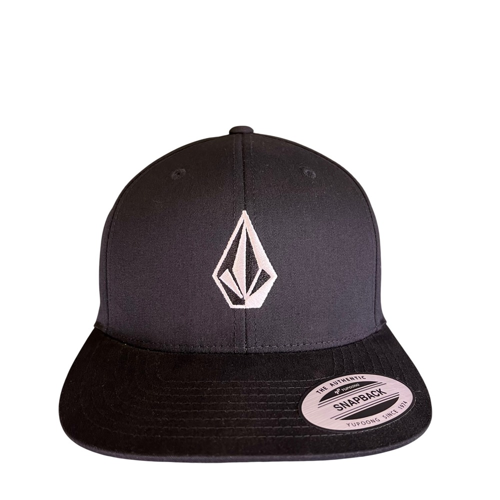 Volcom Stone Snapback Hat Black White Logo Authentic Yupoong Adjustable Cap NEW